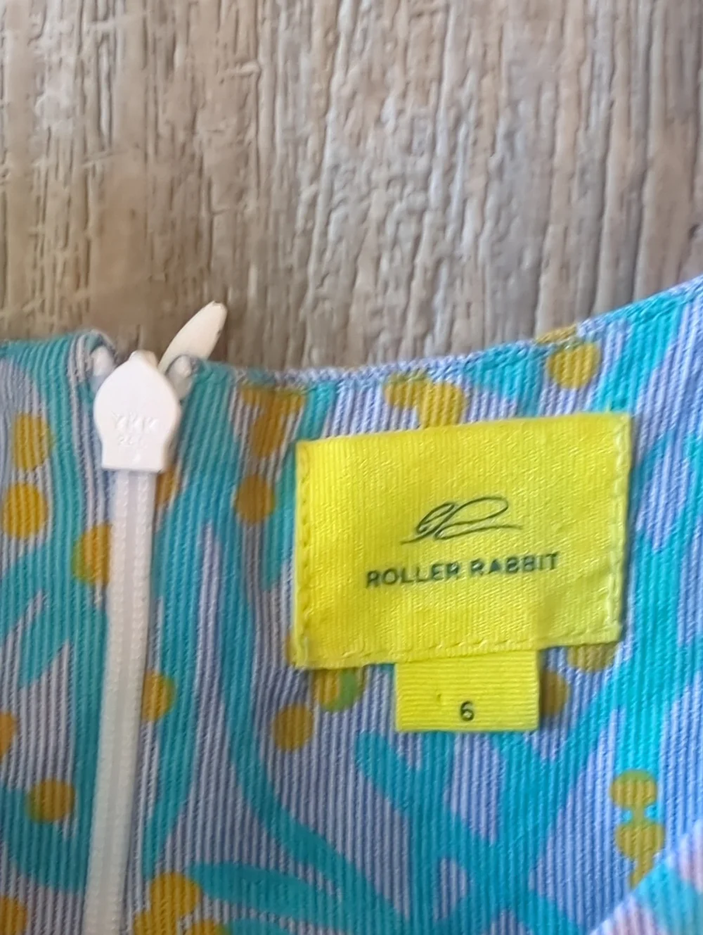 ROLLER RABBIT girls 100% Cotton Blue/Turquoise/Yellow girls embroidered dress  6
